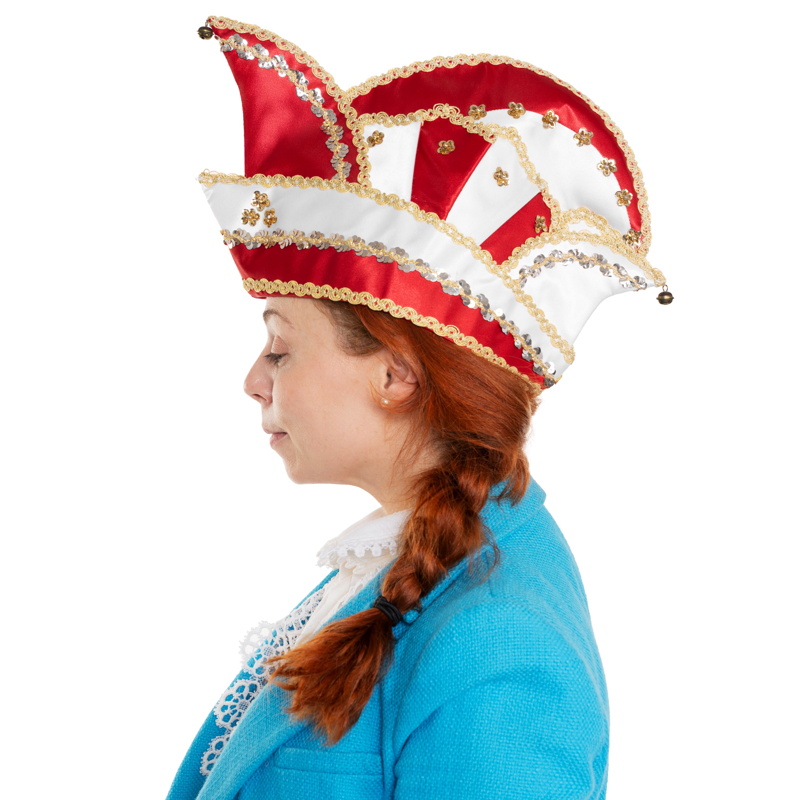 Komiteekappe rot-weiß mit goldenen Blüten
