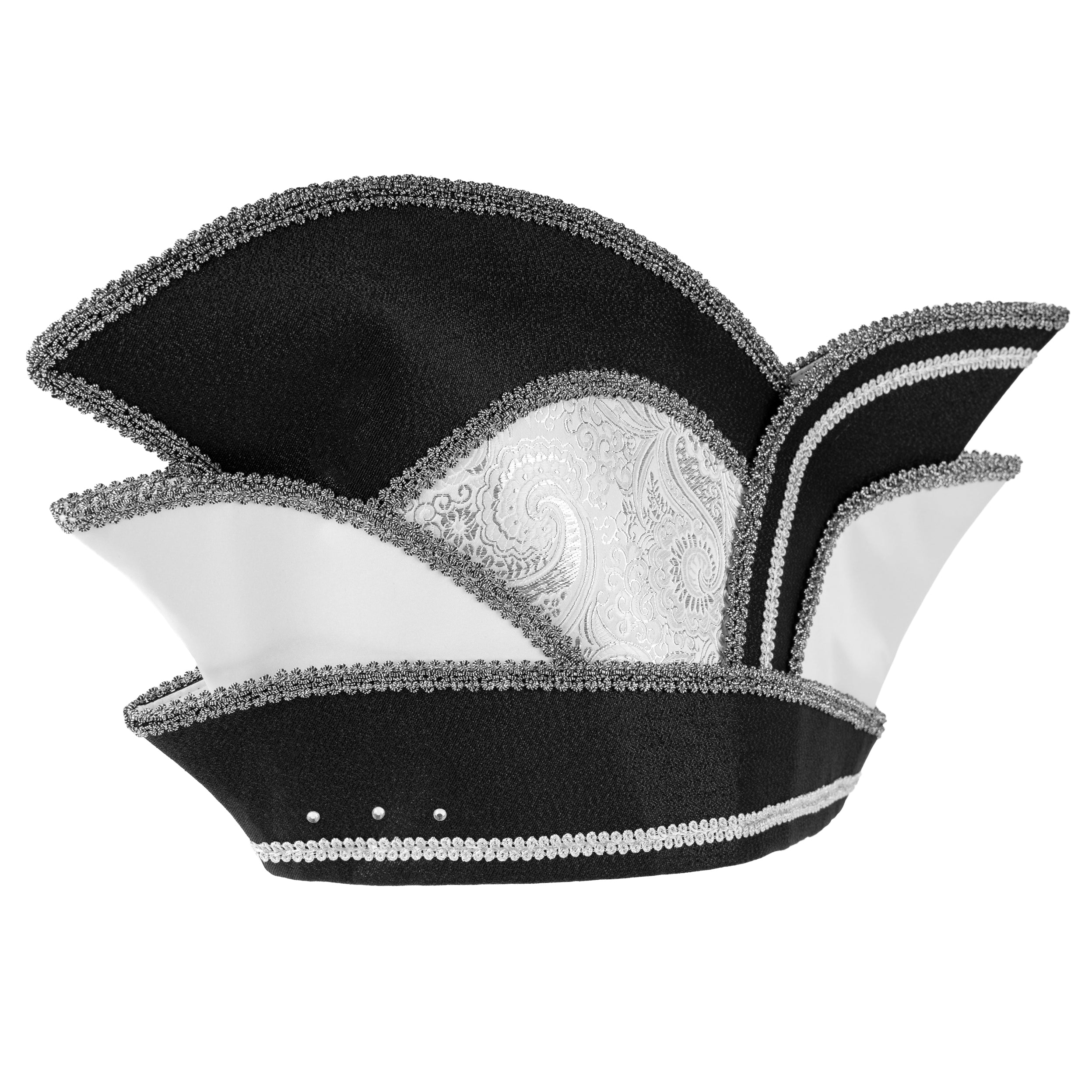 Komiteekappe aus schwarzem Satin und silbernem Paisley