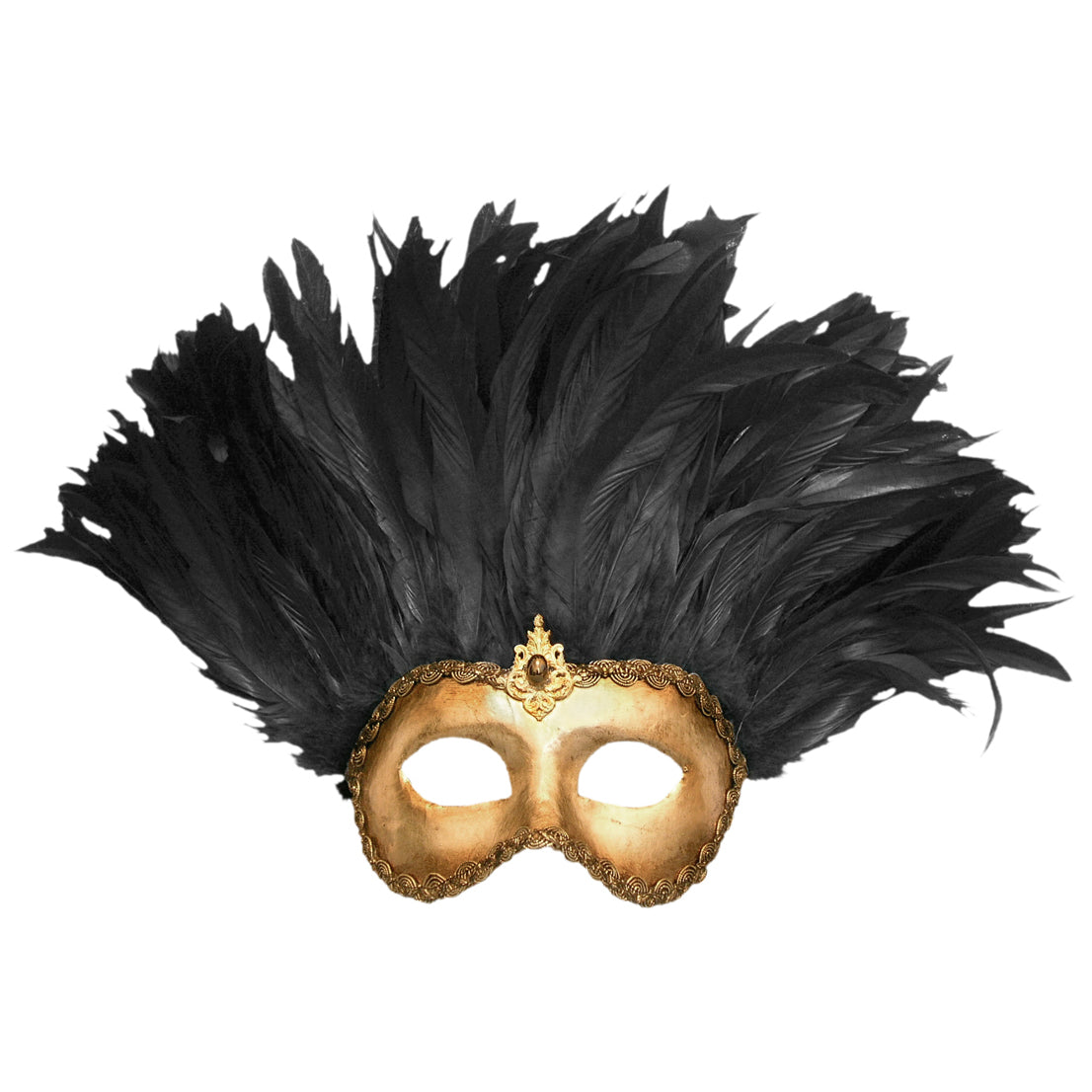 Incas Colombina oro con piume nere - Venezianische Maske