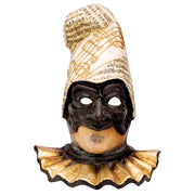 Pulcinella nera con capello musica - Venezianische Maske