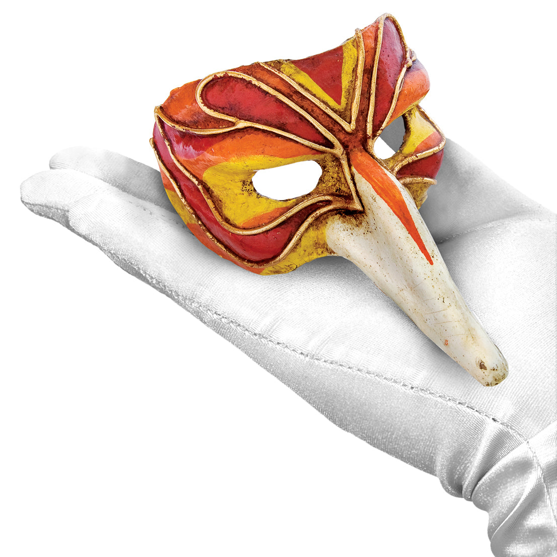 Scaramouche piccolo Arlecchino rosso - Venezianische Miniaturmaske