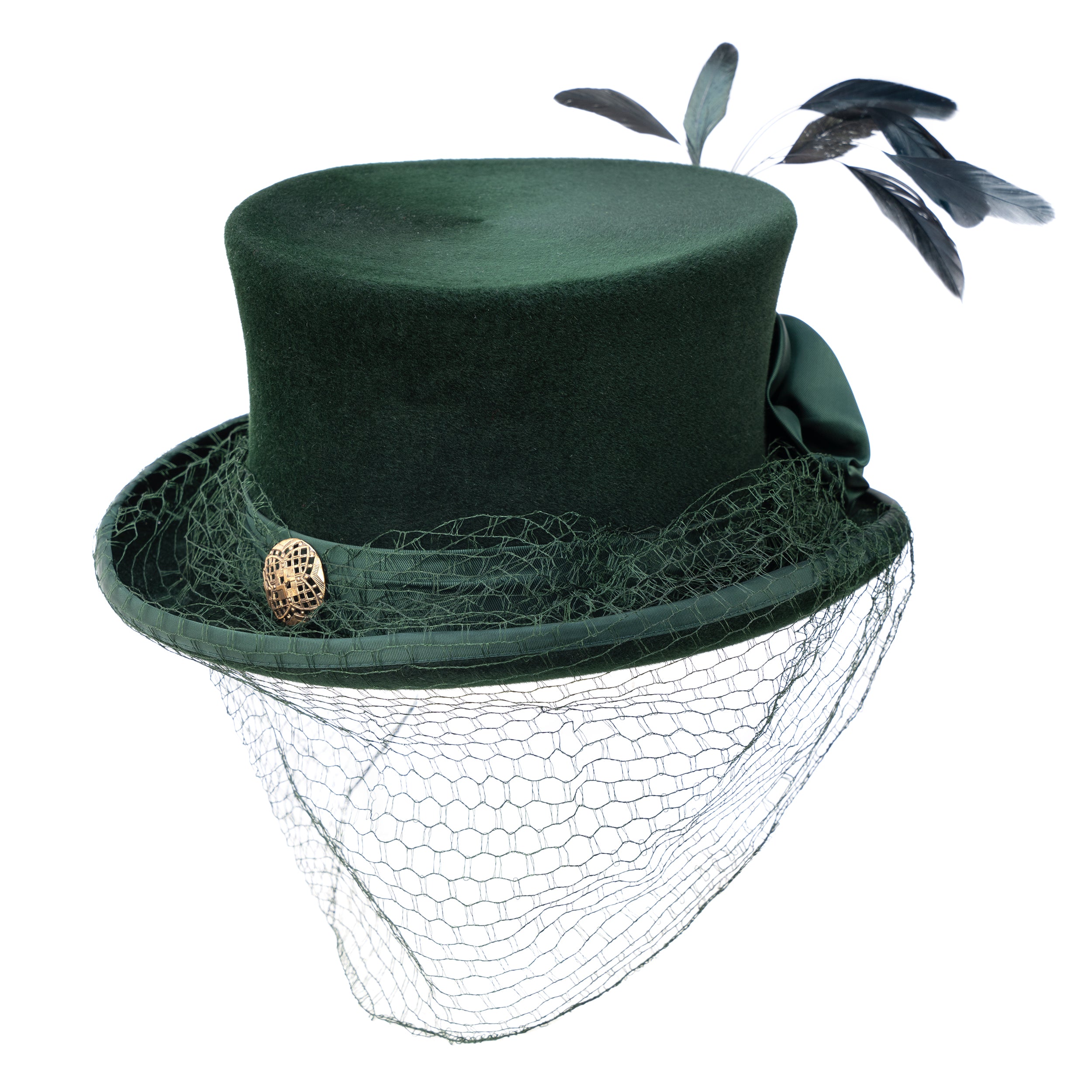 Eleganter Damenzylinder mit Schleier und Feder