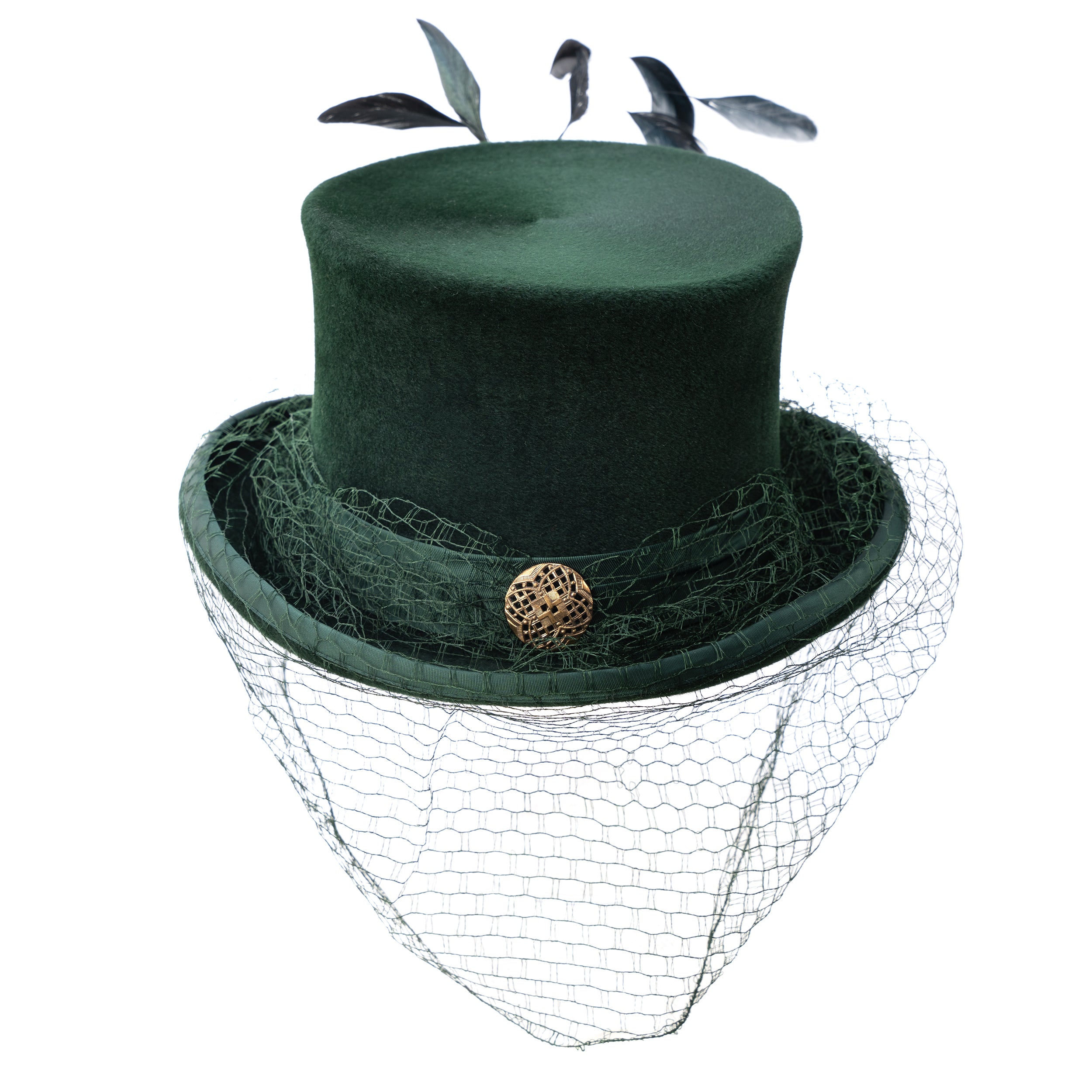 Eleganter Damenzylinder mit Schleier und Feder