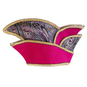 Minikappe pink mit Brokateinsatz und goldener Borte
