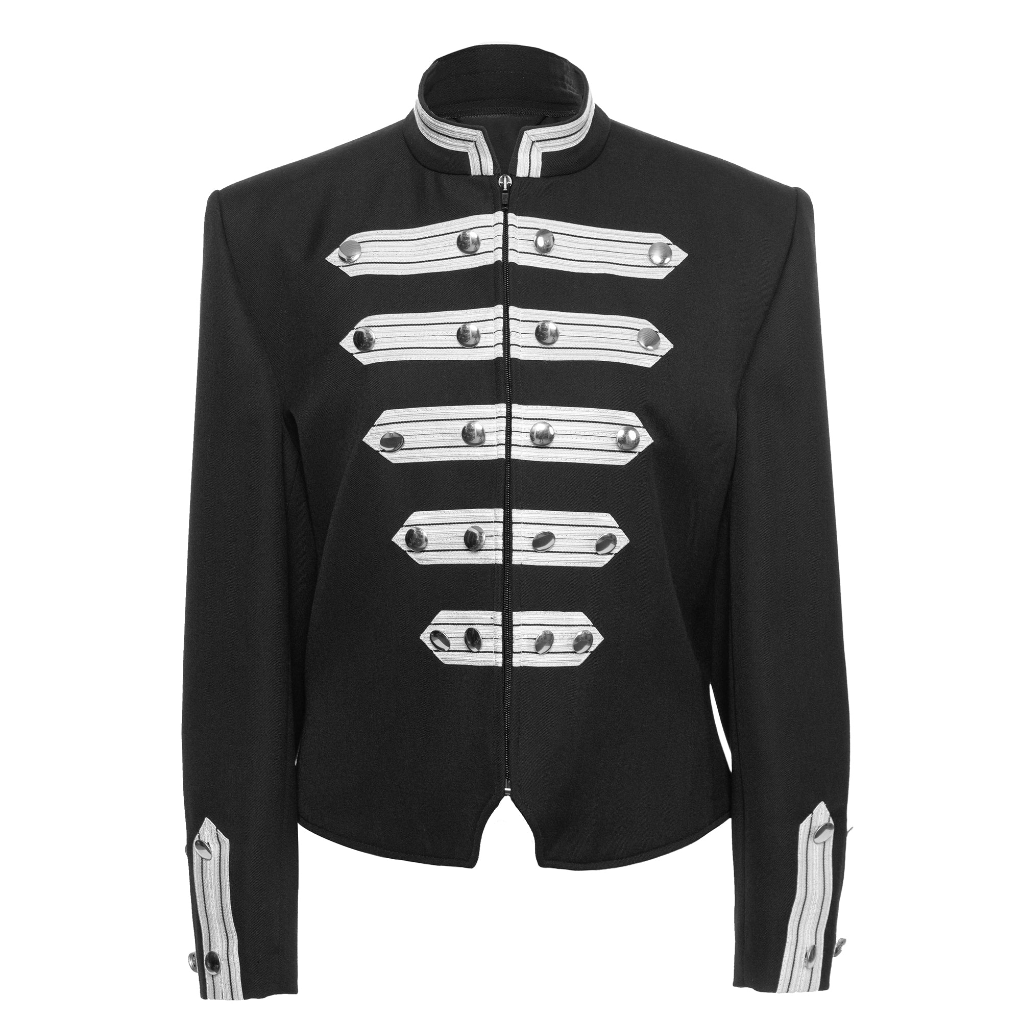Gardejacke im Dolman-Stil - schwarz mit Verschnürung aus Silberlitzen