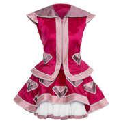 Gardekleid ärmellos - Pink Rosa aus Dupionseide, Silberborten-Stickerei leichter Schleppe