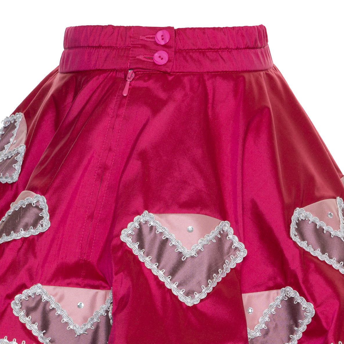 Gardekleid ärmellos - Pink Rosa aus Dupionseide, Silberborten-Stickerei leichter Schleppe
