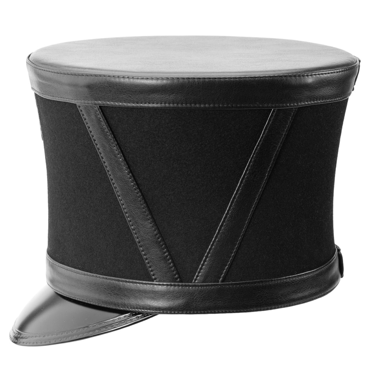 Tschako Schwarz mit V-Seiten und Federtasche