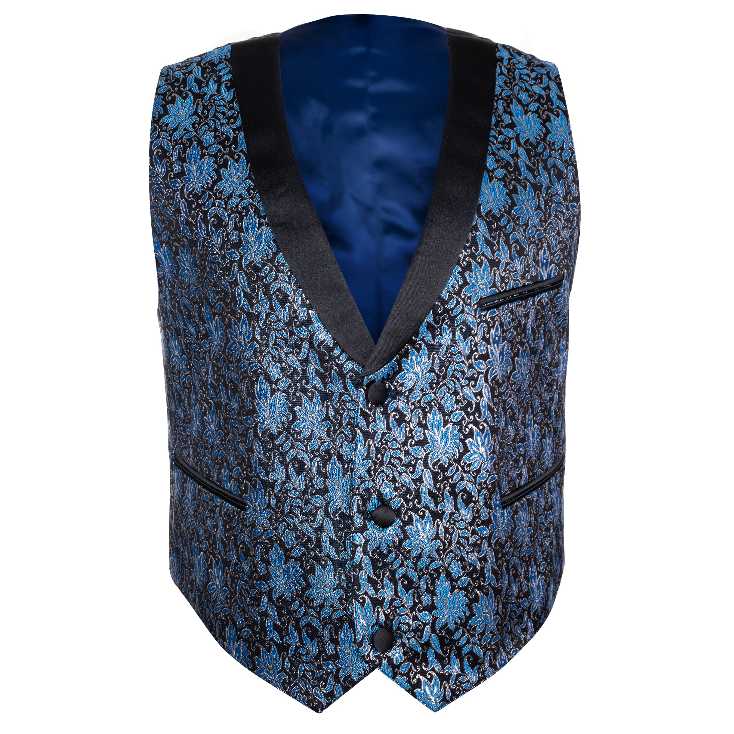 Anzugweste - blauschwarzes florales Muster