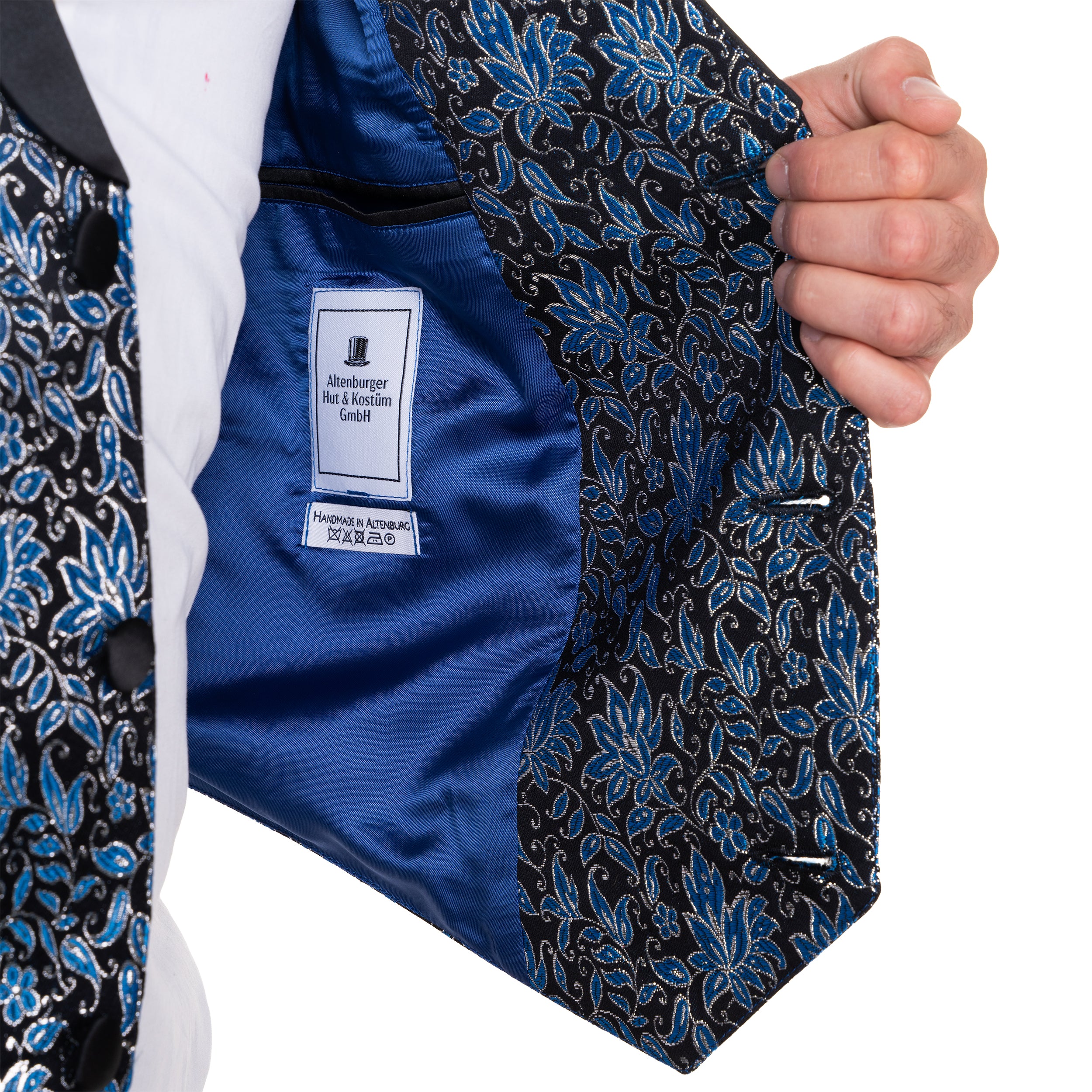 Anzugweste - blauschwarzes florales Muster
