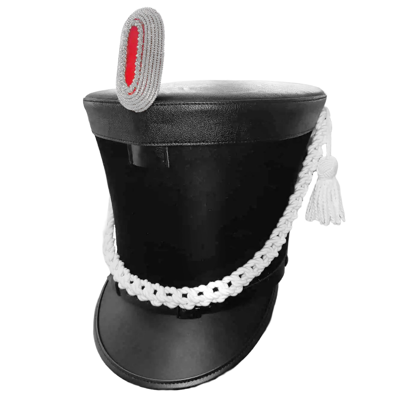 Gardetschako - Schwarz mit weißer Quaste und rotem Emblem