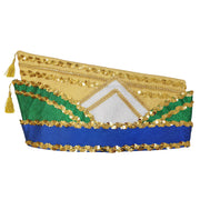 Komiteeschiffchen blau, grün und Gold mit Goldpailettenborten