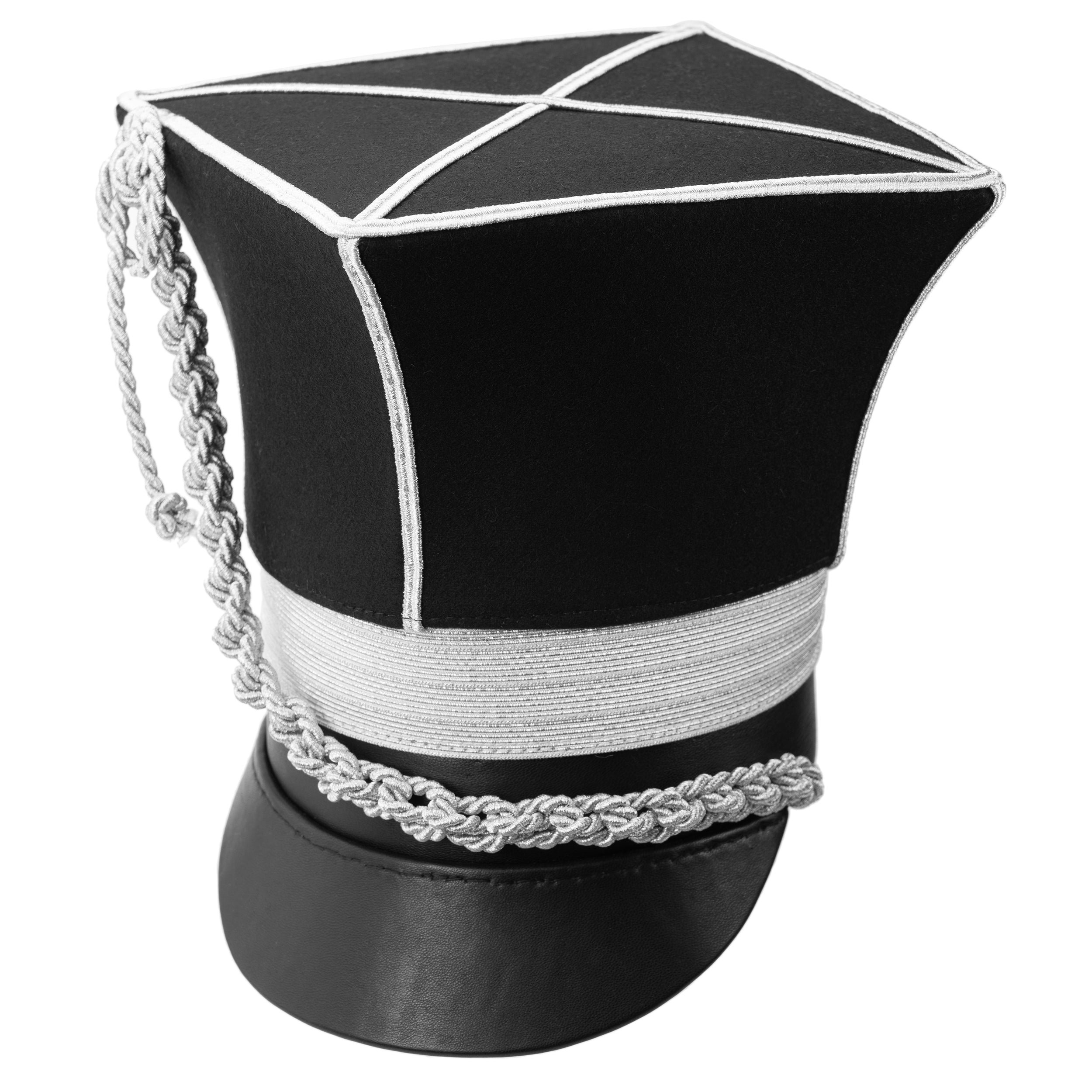 Edles Tschako in Silber Schwarz mit Kordel