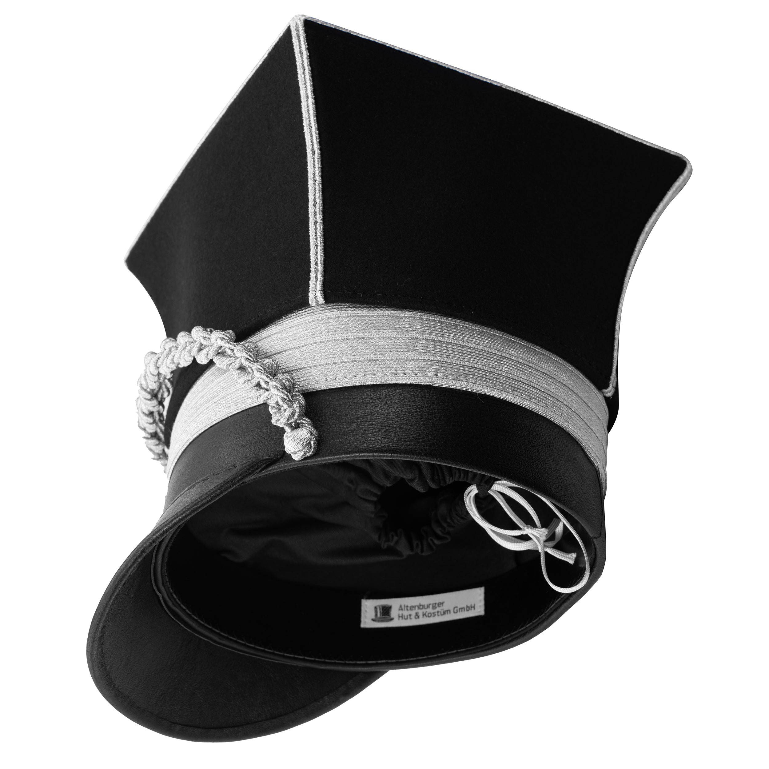 Edles Tschako in Silber Schwarz mit Kordel