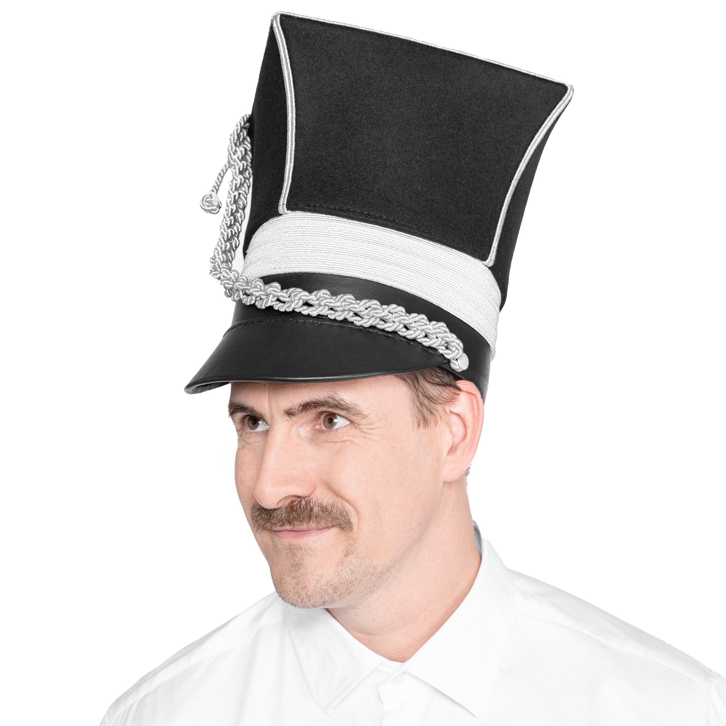 Edles Tschako in Silber Schwarz mit Kordel