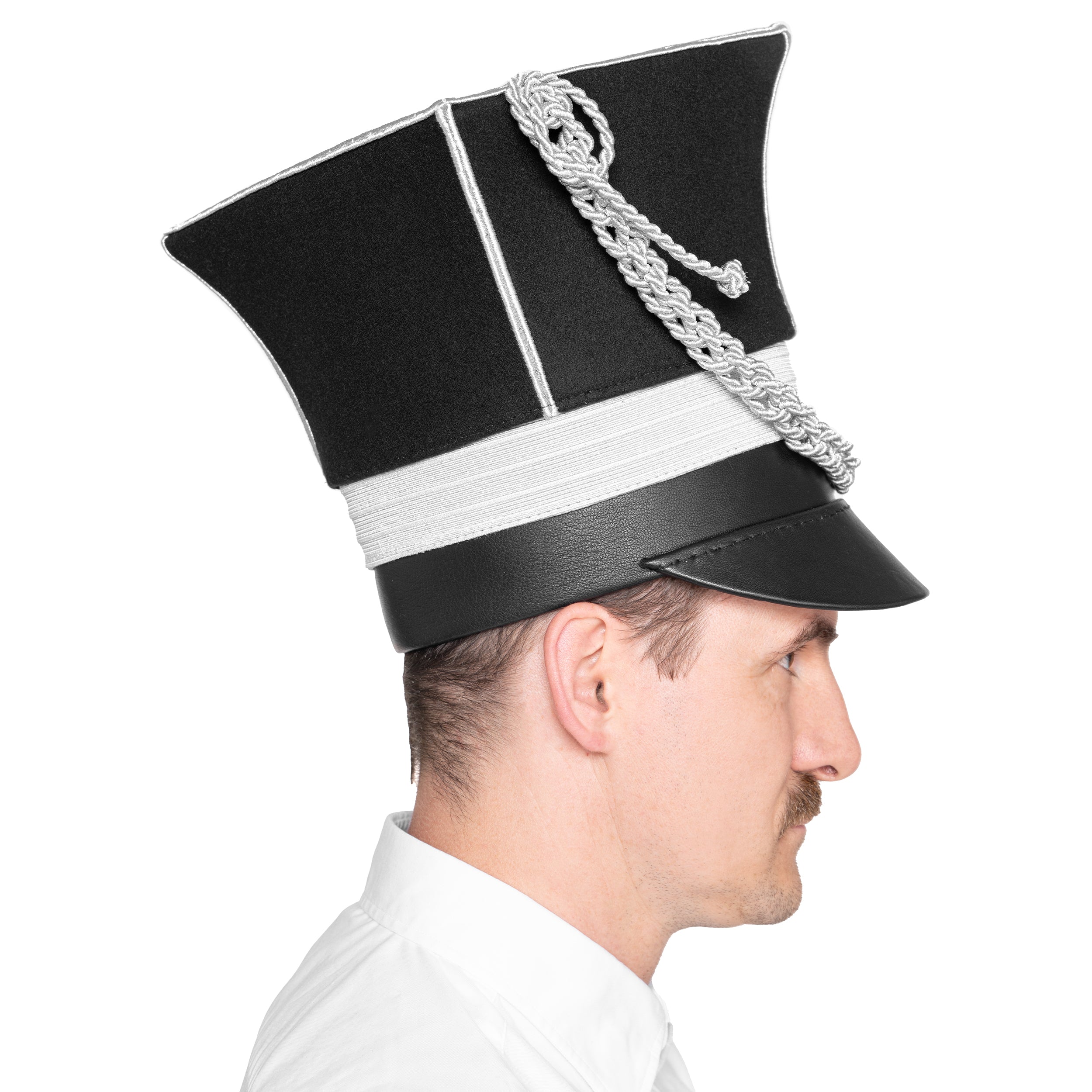 Edles Tschako in Silber Schwarz mit Kordel