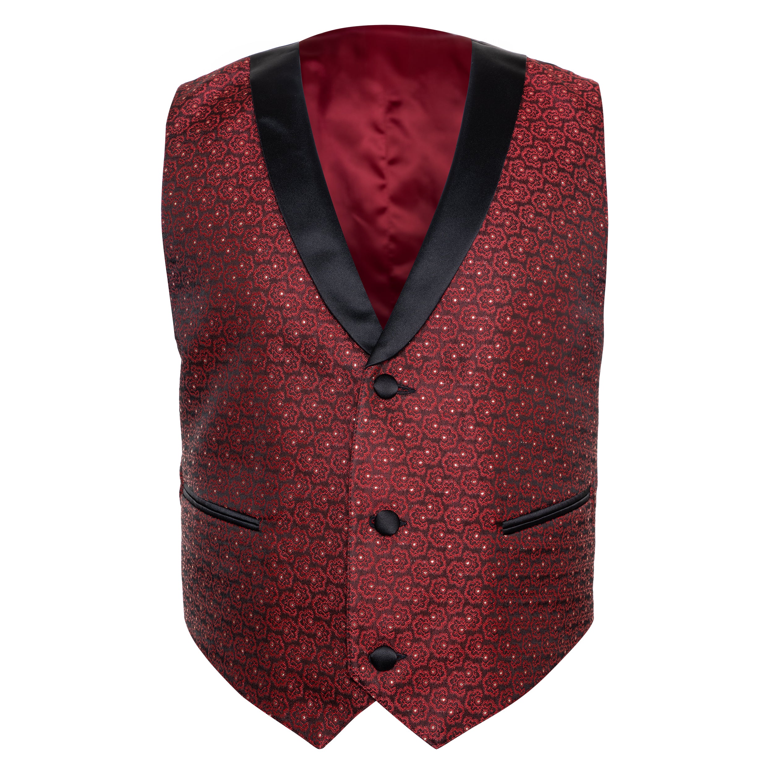 Anzugweste - bordeaux-rotes florales Muster