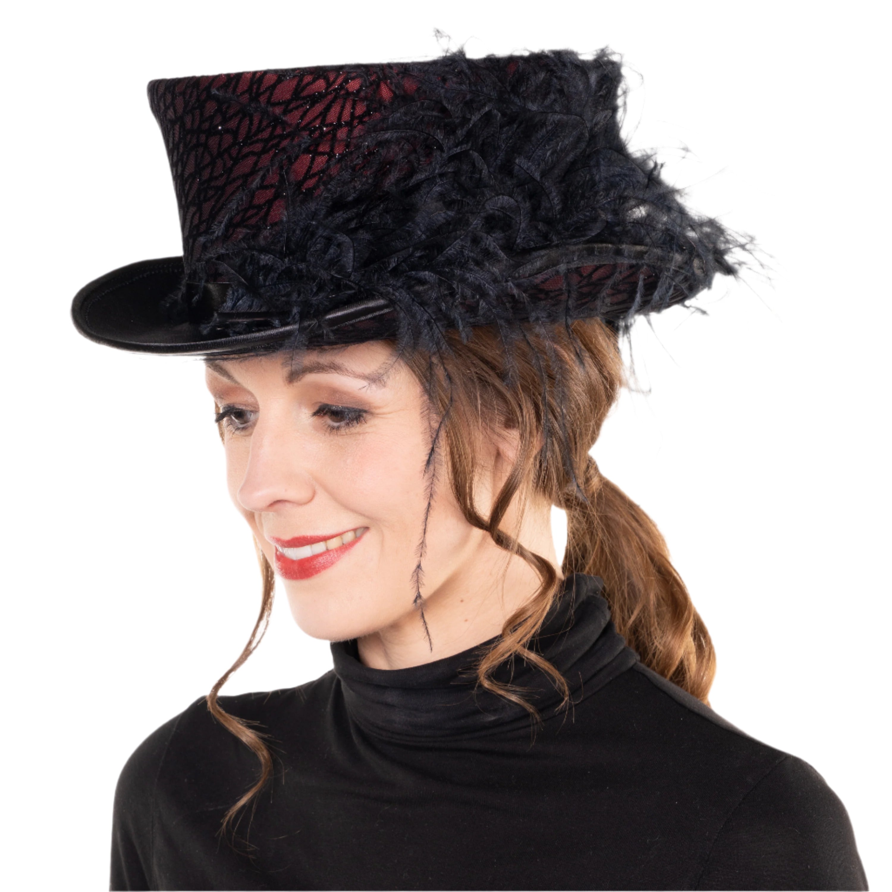 Damen-Reitzylinder bordeaux-schwarz - Grace